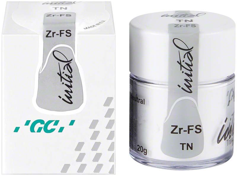 GC Initial Zr-FS Translucent 20g TN Keramikglasur in Verpackung.