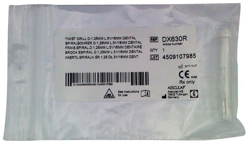 Verpackung des Spiralbohrers DX630R mit Produktinformationen.