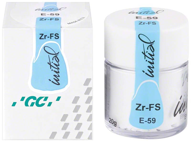 GC Initial Zr-FS Enamel 20g E-59 in weißer Verpackung.