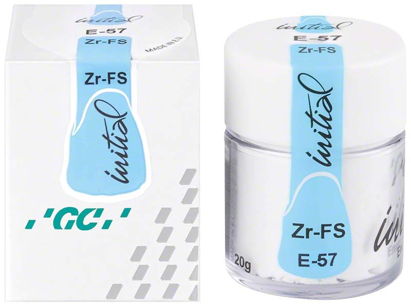 GC Initial Zr-FS E-57 Zahnemaille 20g in weißer Verpackung.