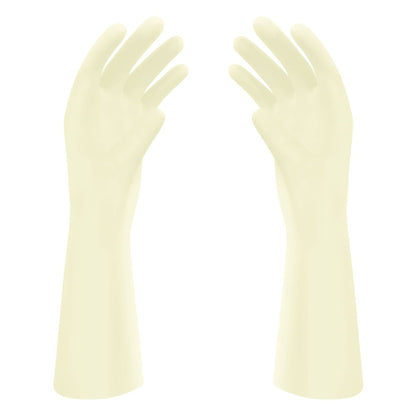 Gepuderte Latex-OP-Handschuhe Reference OP® Größe 8,5 in geöffneter Ansicht.