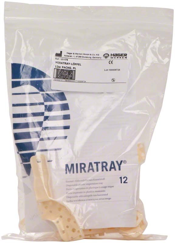 Partieller Einmal-Abformlöffel aus Kunststoff in transparenter Verpackung.