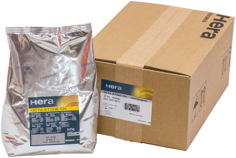 OCTA-STONE CN champagner 4x5kg Verpackung mit Karton und Beutel.