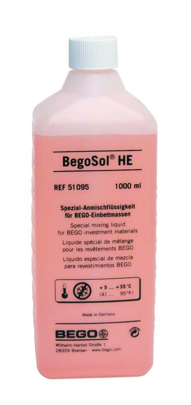 BegoSol® HE 1 Liter Flasche mit Anmischflüssigkeit für Einbettmassen.