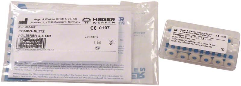 Compo Blitz Polierer 1,5 mm in Verpackung mit Etikett und Produktdetails.