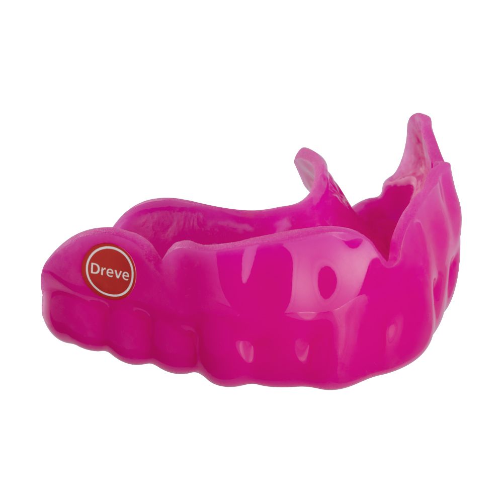 Pinkfarbener Drufosoft®-Zahnschutz 120x3mm mit Dreve-Logo.