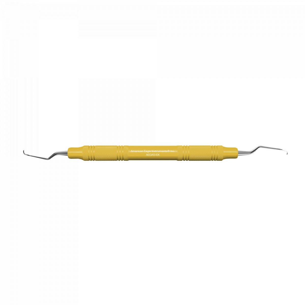 Gelber American Eagle Gracey +3 Access Kürette Anterior, 5-6 mit ergonomischem Handgriff.