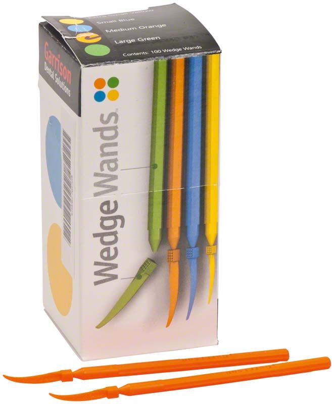 Wedge Wands™ Nachfüllpackung mittel orange mit Applikatorgriff auf Verpackung.