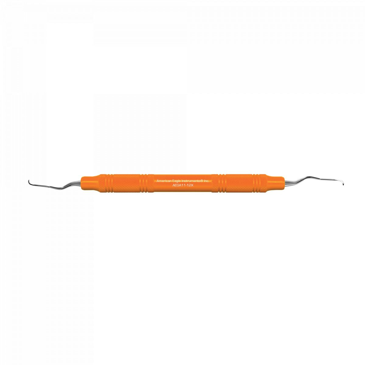Oranges Dentalinstrument American Eagle Gracey +3 Kürette mit ergonomischem Griff.