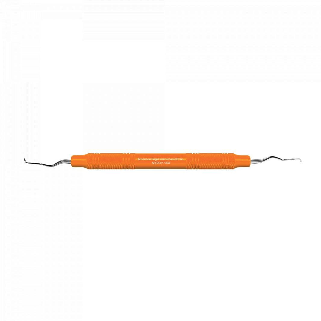 Amerikanische Eagle Gracey +3 Access Kürette mit orangefarbenem Handgriff.