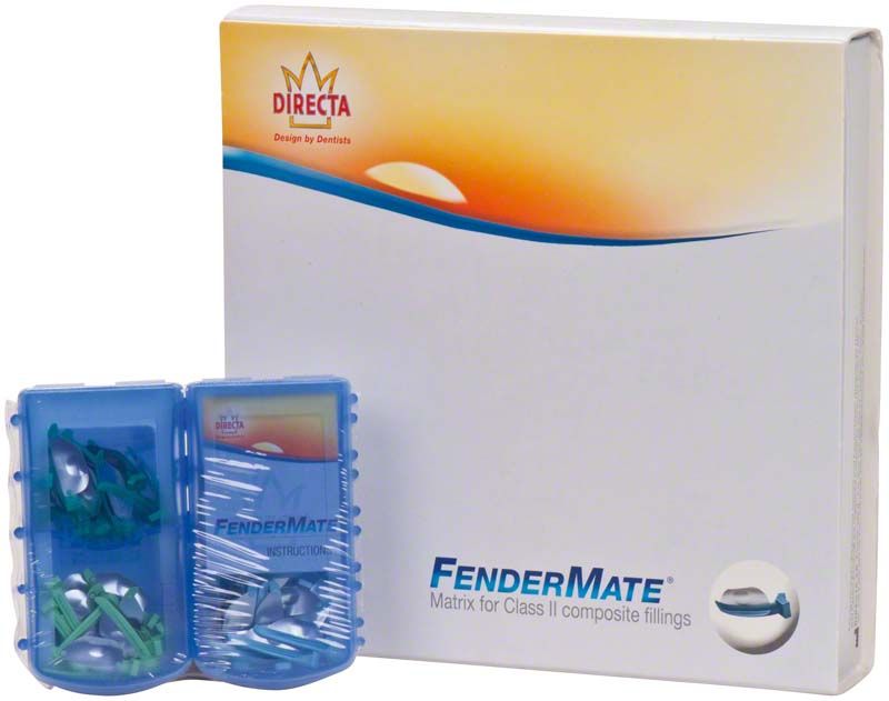 FenderMate® Sortiment für Klasse II Kompositfüllungen mit Verpackung und Inhalt.