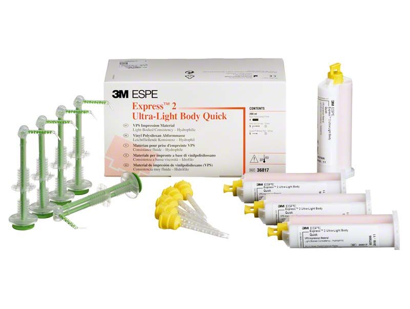 3M Express 2 Ultra Light Body Quick Abformmaterial mit Zubehörteilen.
