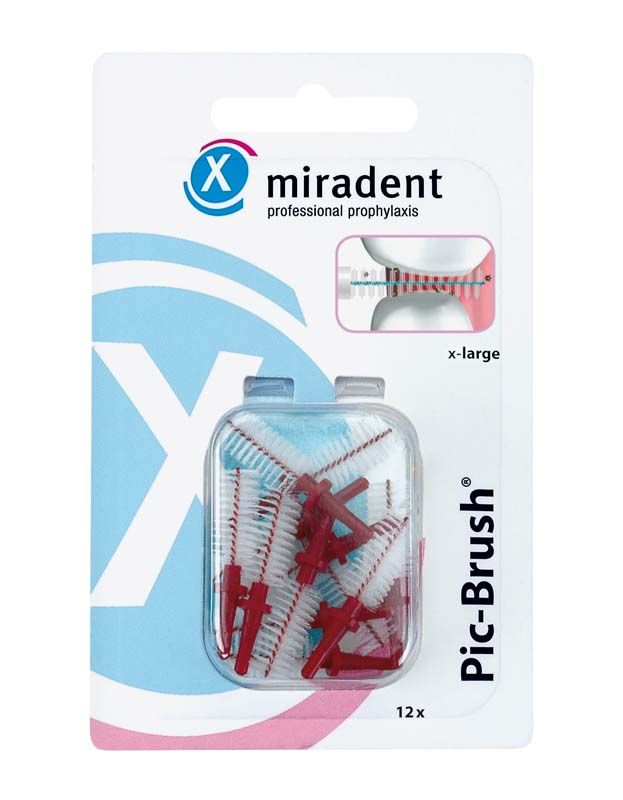 Pic-Brush® Ersatzbürsten 12er in bordeaux, Detailansicht der Verpackung.