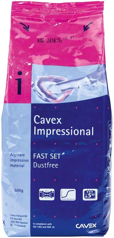 Cavex Alginate Impressional Fast Set in blauer Verpackung, 500g.