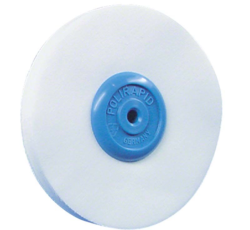 Nesselschwabbel mit blauem Kunststoffkern und Polirapid-Logo.