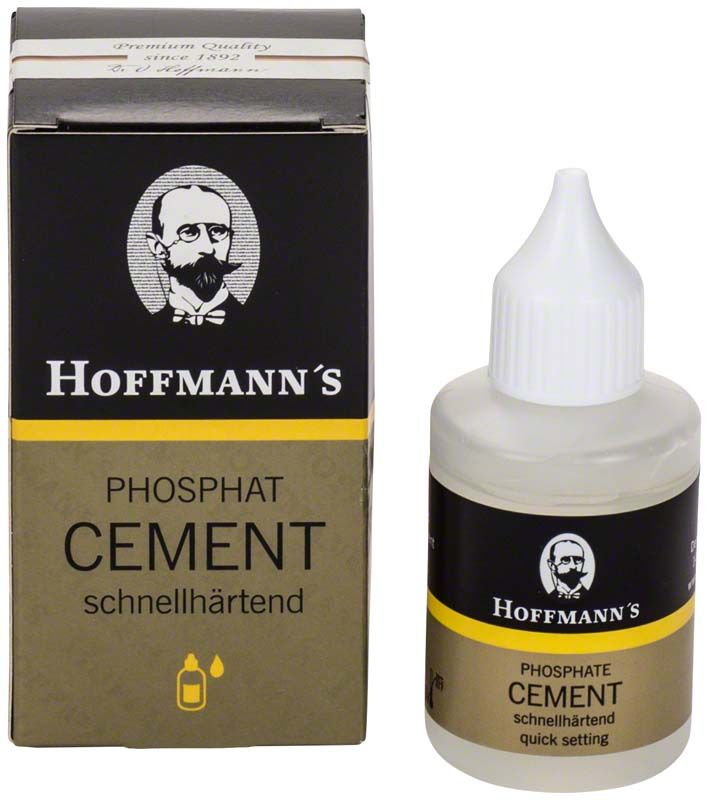 Hoffmann's Phosphat Cement Flüssigkeit schnellhärtend mit Verpackung.