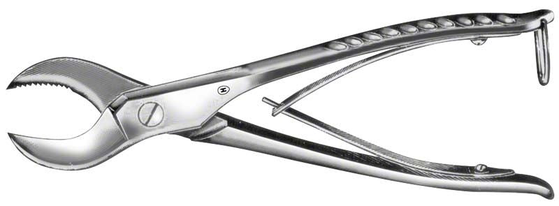 Hartgipsschneidezange HSL 654-19 aus Edelstahl mit gezackten Backen.