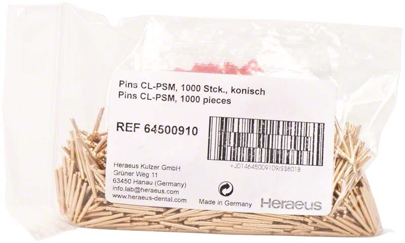 Tüte mit 1000 konischen Pins CL-PSM von Heraeus Kulzer.