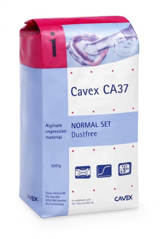 Cavex Alginate CA37 Normal in Verpackung mit Produktinformationen.