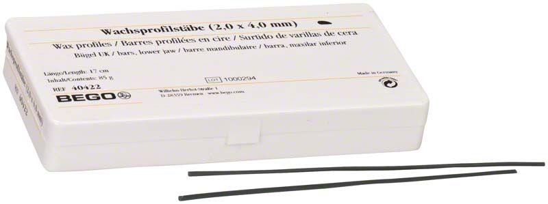Wachsprofilstäbe Bügel UK 2,0 x 4,0mm in weißer Verpackung.