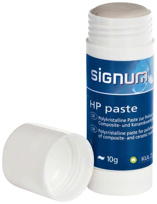 Signum® HP paste im Stick-Format mit geöffnetem Deckel und blauer Verpackung.