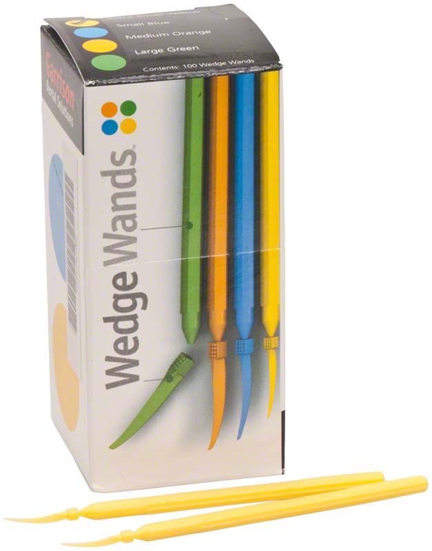 Nachfüllpackung Wedge Wands™ in Gelb mit Verpackung und Keilen.