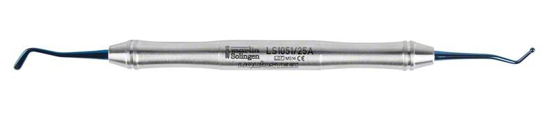 Zahnärztliches Kompositinstrument LiquidSteel®PolyFill Plasma+® Figur 25A aus Metall.