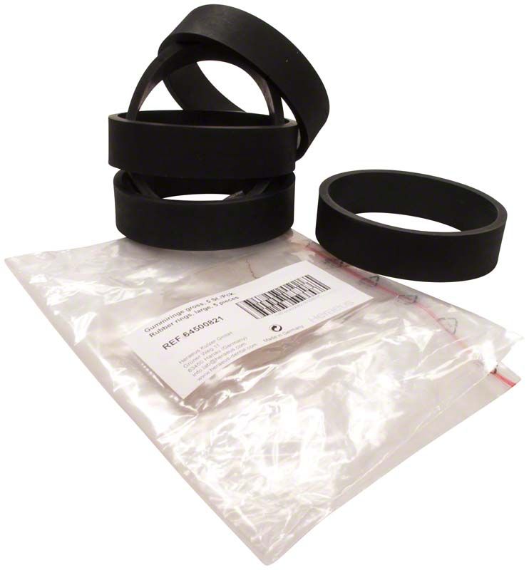 Große schwarze Gummiringe des Splitcast-Systems CL-SCS auf Plastikverpackung.