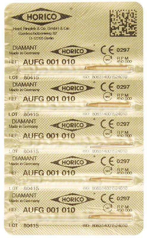 Verpackung mit Löwenschleifer AuFG 001 010 Diamant-Schleifinstrumenten.