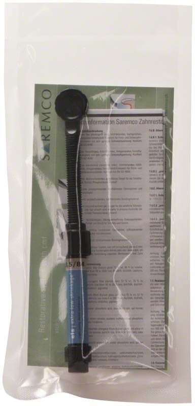 ELS Spritze A3,5/B4 von Saremco Dental in Verpackung mit Informationsblatt.