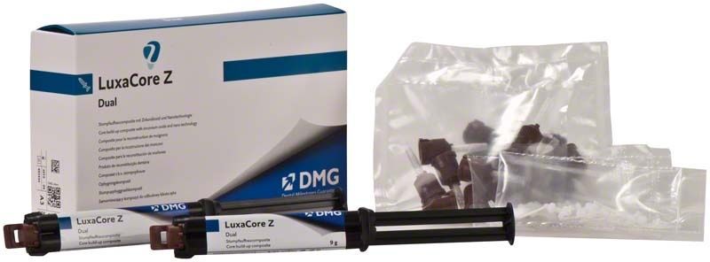 LuxaCore Z Dual Smartmix A3 Spritzen und Verpackung mit Zubehör.