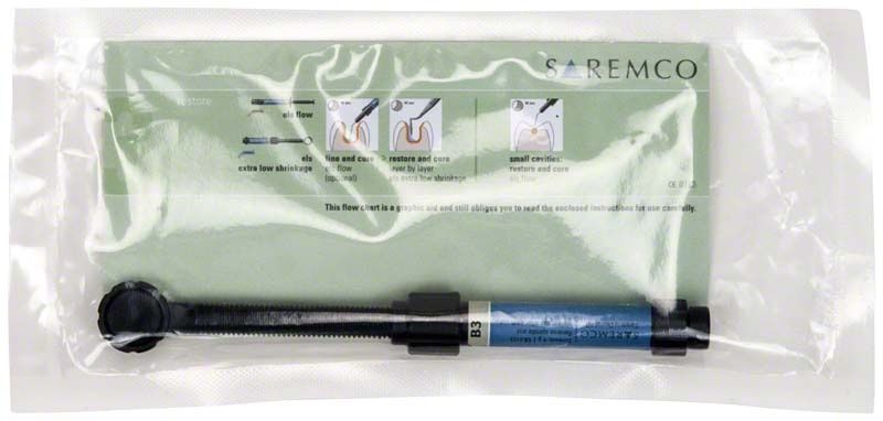 ELS Spritze B3 in transparenter Verpackung mit Anwendungsanleitung.