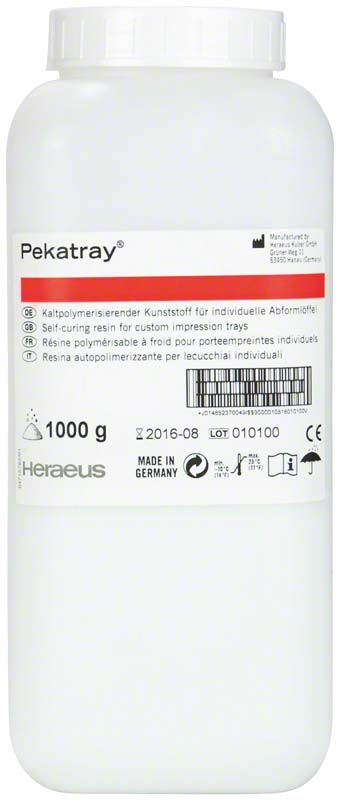Kunststoffflasche Pekatray Pulver 1000g von Kulzer für Abformlöffelherstellung.