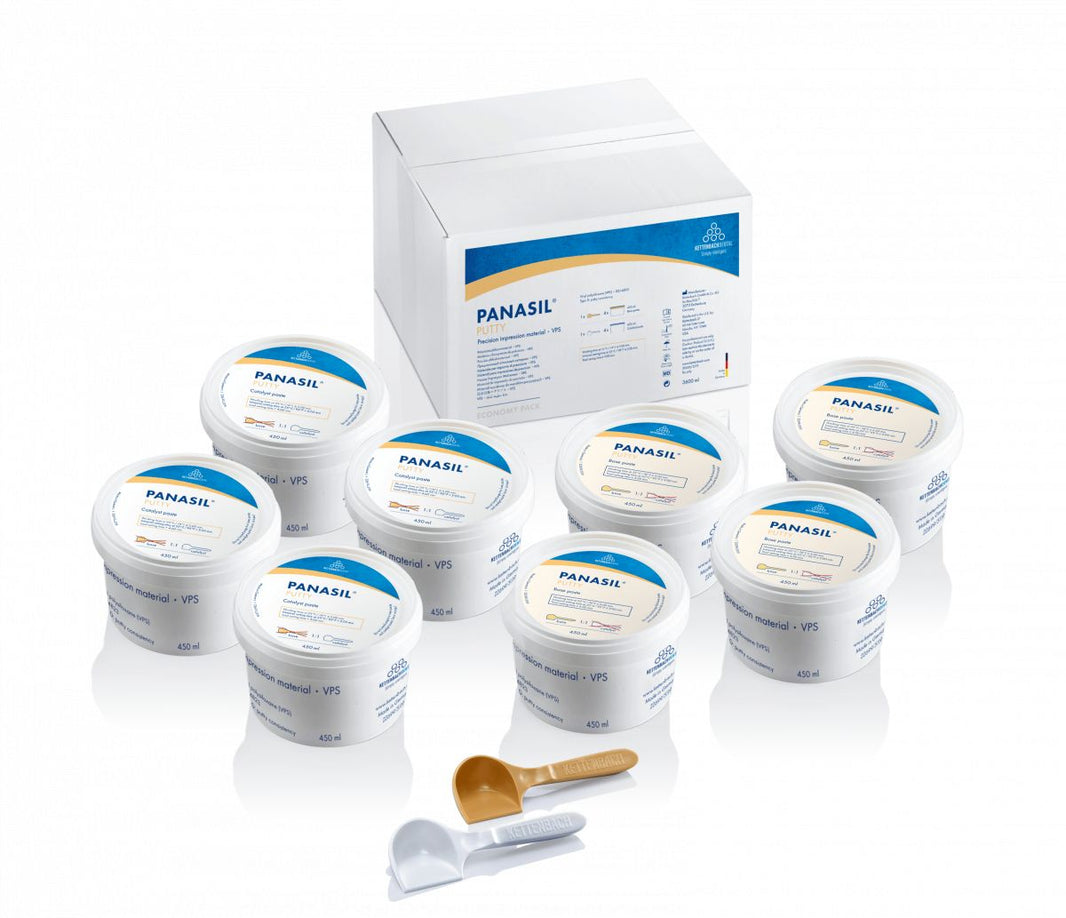 Panasil® Putty Economy Pack mit 8 x 450ml Abformmaterial.