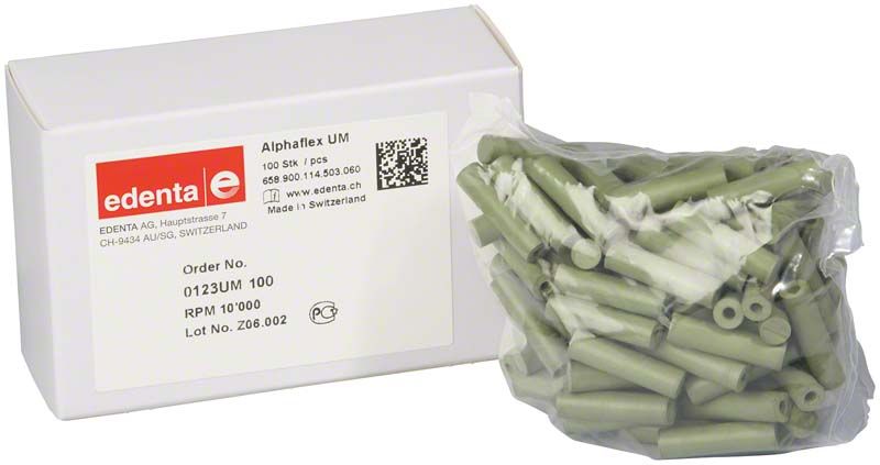 Unmontierte grüne Alphaflex Polierer in 100er Walze mit Verpackung.