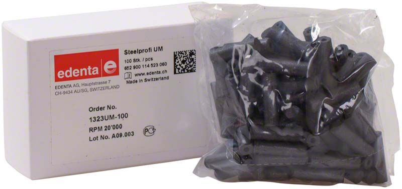 Steelprofi schwarz Walze für Chrom-Kobalt-Polierung in der Dentaltechnik.