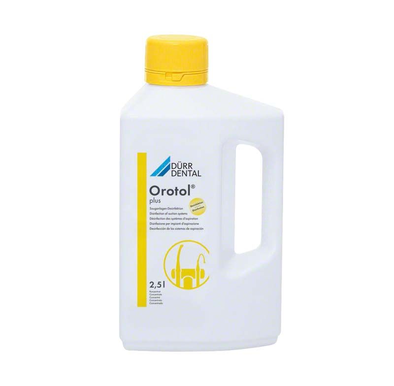 Orotol® plus 2,5 Liter Flasche zur Sauganlagendesinfektion.