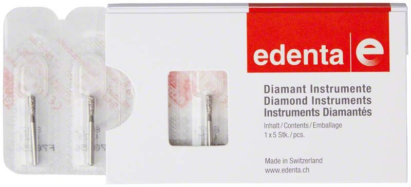 Verpackung der Diamant FG 807 021 Instrumente von edenta.