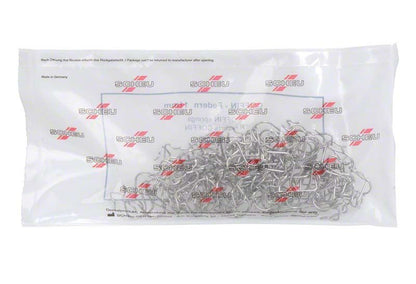 Transparente Verpackung mit 100 U-förmigen Coffin-Federn aus Metall.