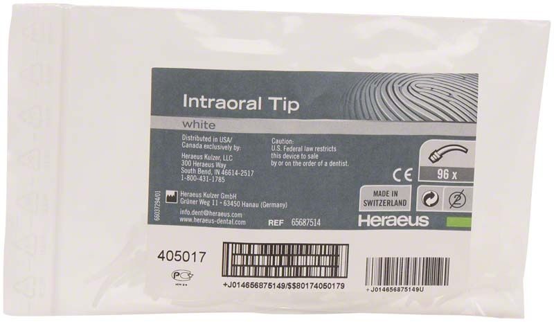 Verpackung mit Intraoral Tips in weiß von Heraeus, 96 Stück.