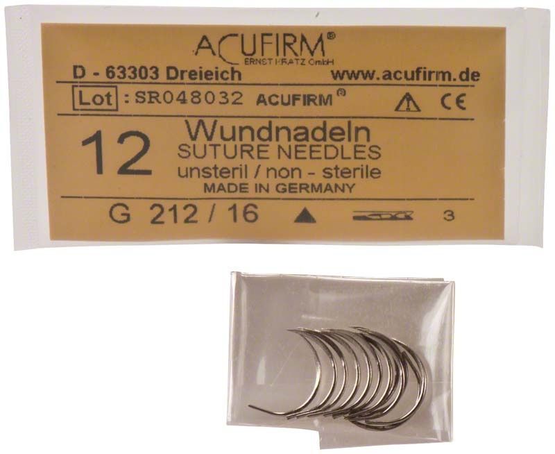 Wundnadeln 1/2 kreisförmig dreikantig, Größe 16, unsteril.