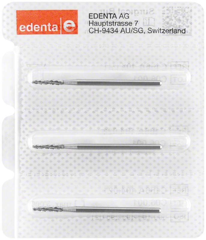 Knochenfräser C166A 021 HP in Blisterverpackung mit drei Fräsern.