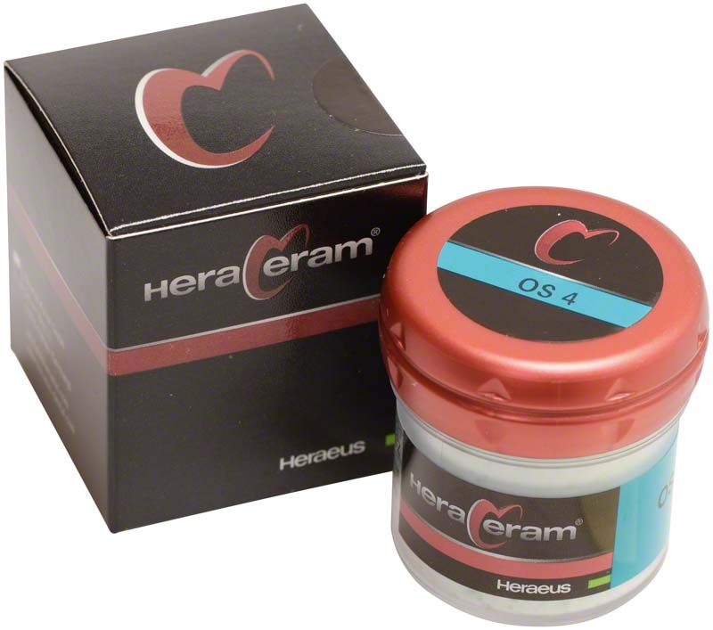 HeraCeram® Opalschneide 20g OS4 in Kunststoffdose neben Produktverpackung.
