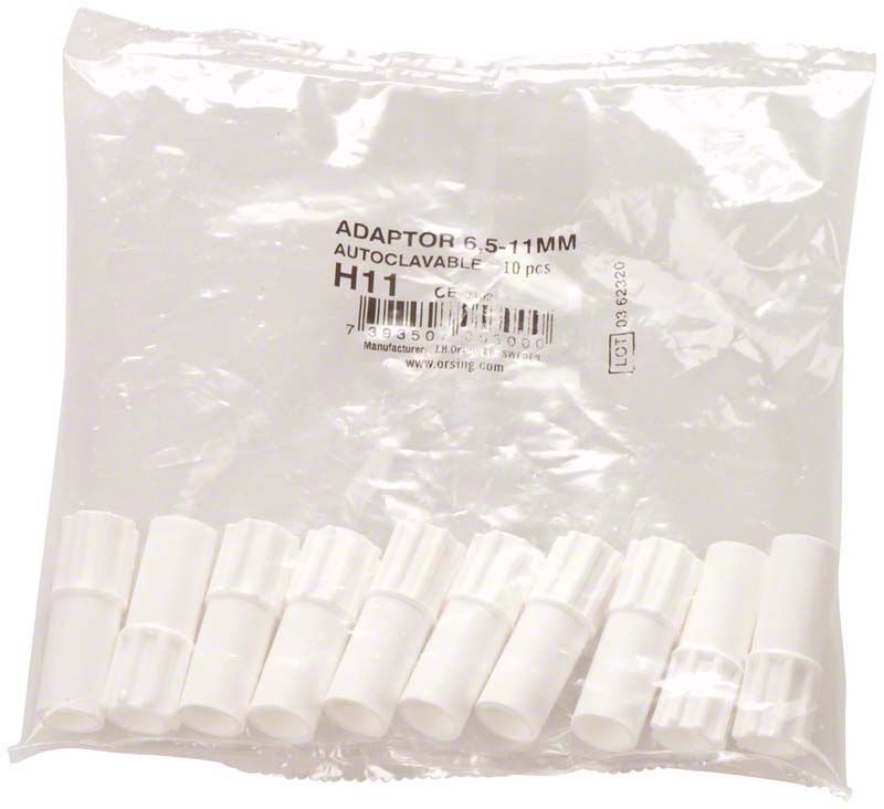 Hygoformic Adapter H11 in transparenter Verpackung mit 10 weißen Adaptern.