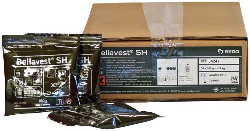 Bellavest® SH Einbettmassenverpackung mit Produktinformationen und Einzelbeutel.