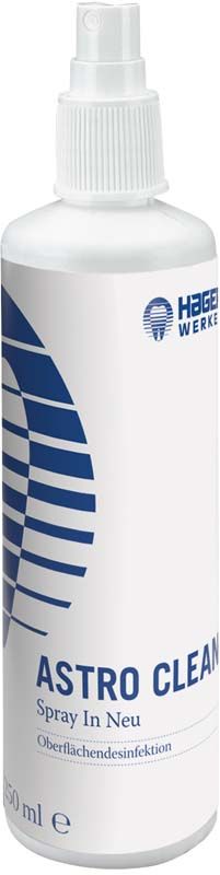Astro Clean Spray Flasche mit blauem Hager-Logo auf weißem Hintergrund.