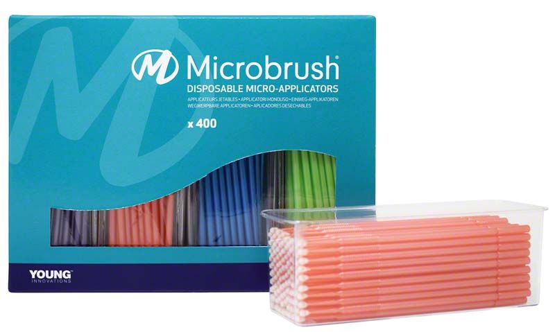 Microbrush Plus Applikatoren 400er Set in verschiedenen Farben, Verpackung und Inhalt.