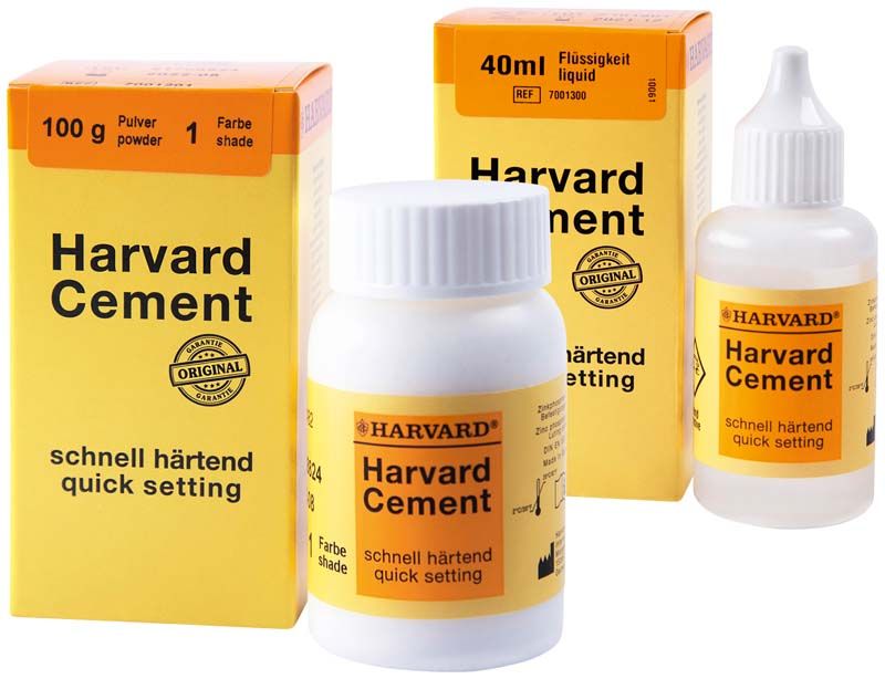 Harvard Cement schnellhärtend Pulver und Flüssigkeitspackung für Zahnarztbedarf.