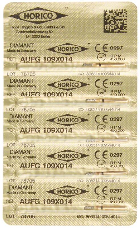 Verpackung von Horico Diamant Schleifinstrumenten AuFG 109X 014