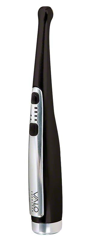 Schwarze VALO® Cordless Polymerisationsleuchte mit ergonomischem Design.